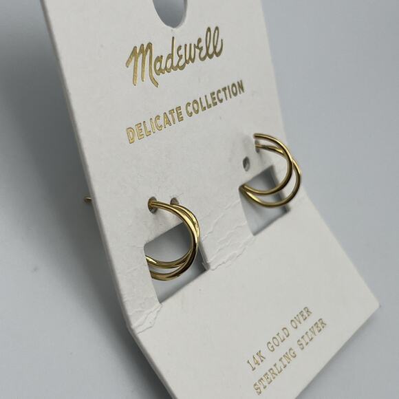 Madewell Demi Fine Double Hoop Earrings 14K Gold over Sterling Silver - Picture 3 of 6